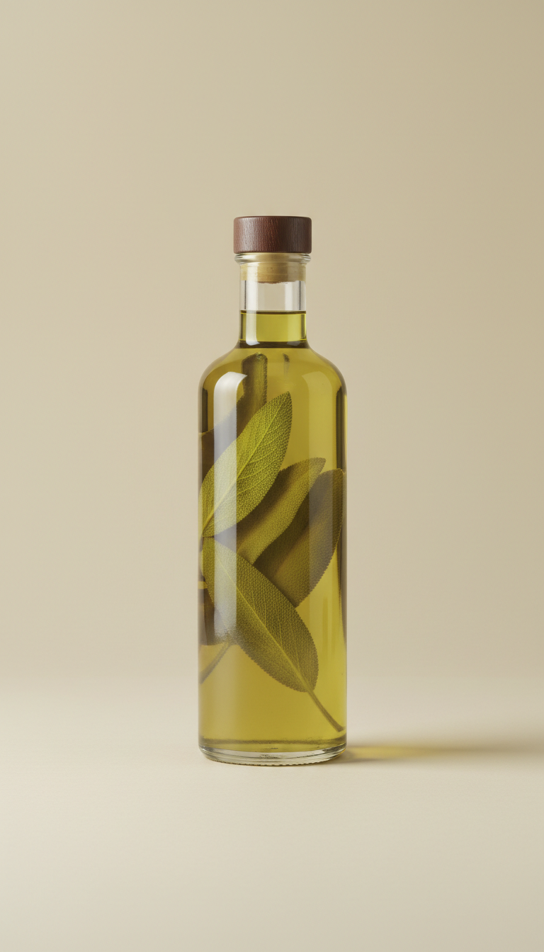 Sage Leaf Olive Oil Bottle