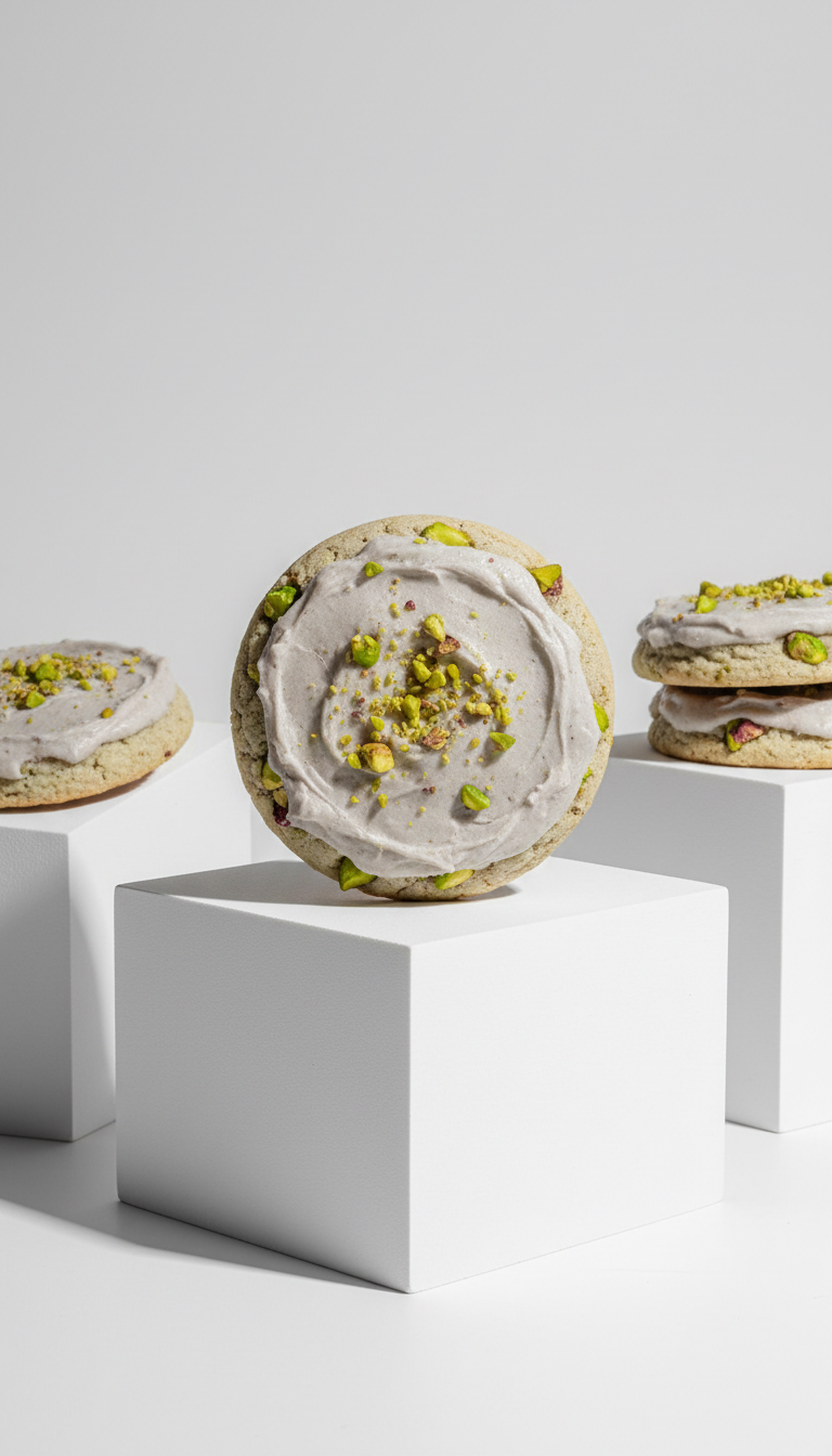 Frosted Grey Pistachio Cookie with Lemon Glaze